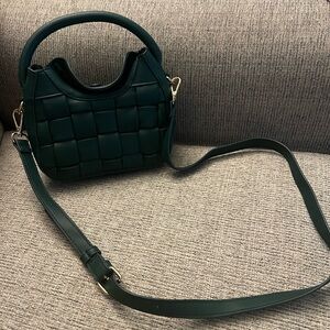 Dark Green Woven Crossbody Bag